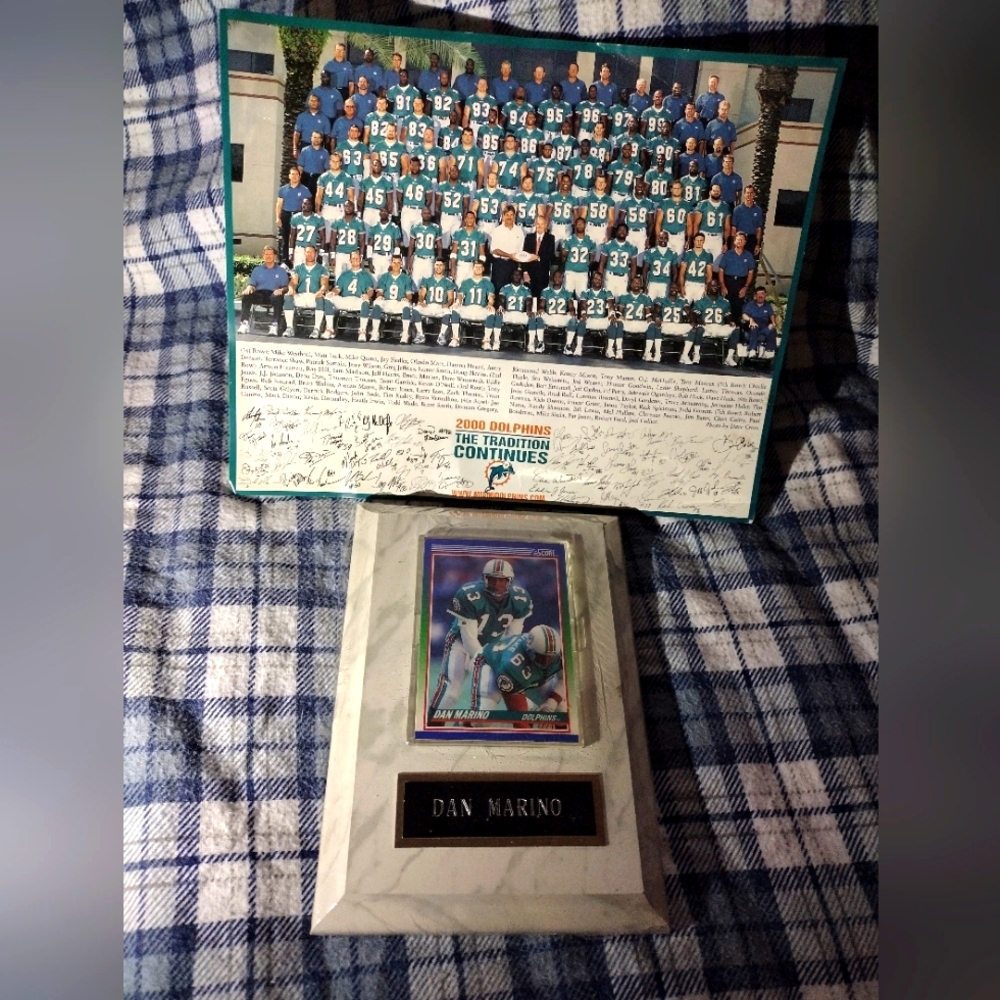 2000 Miami Dolphins 8x10 Football Photo and Dan Marino Plaque
